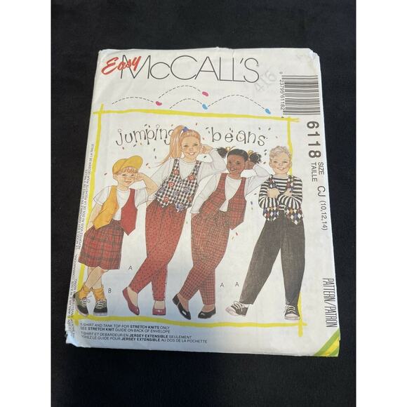 6118 Easy McCalls Designer Jumping Beans Childrens Sewing Pattern Sz. 10-14 - Picture 1 of 2